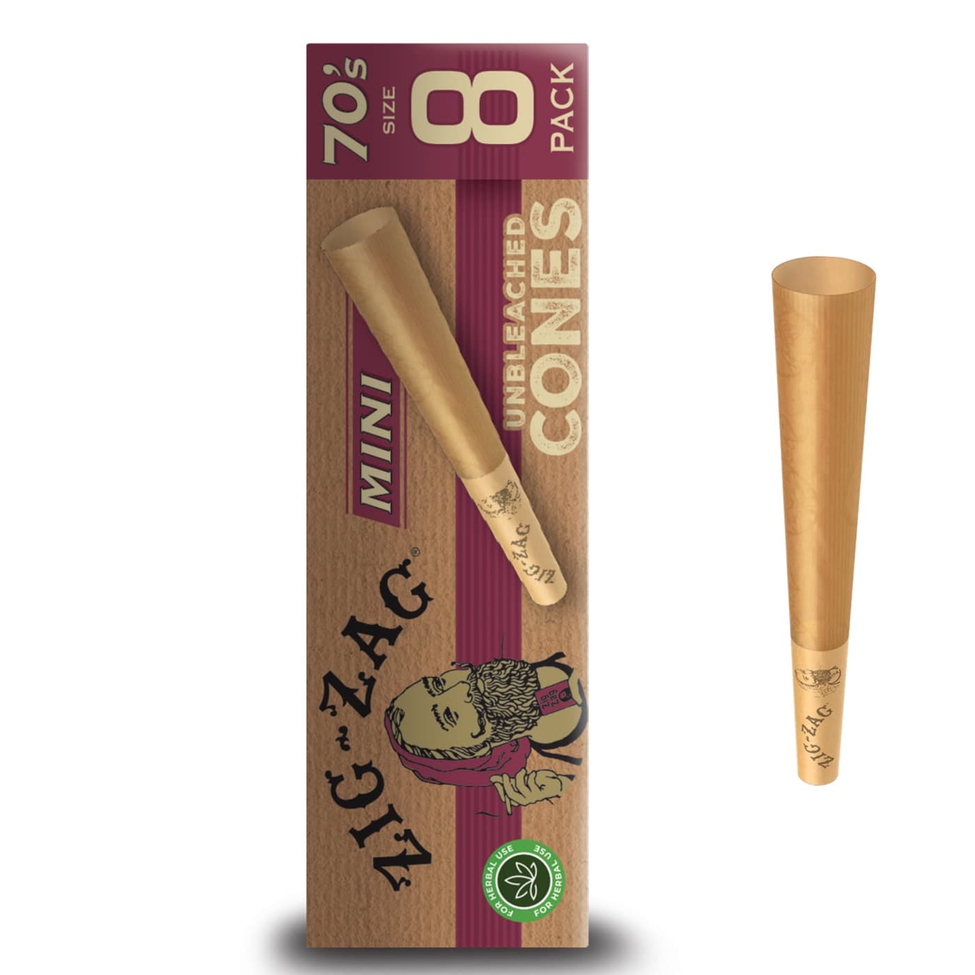 Unbleached Ultra Thin Mini Cones - 70mm [8pk]