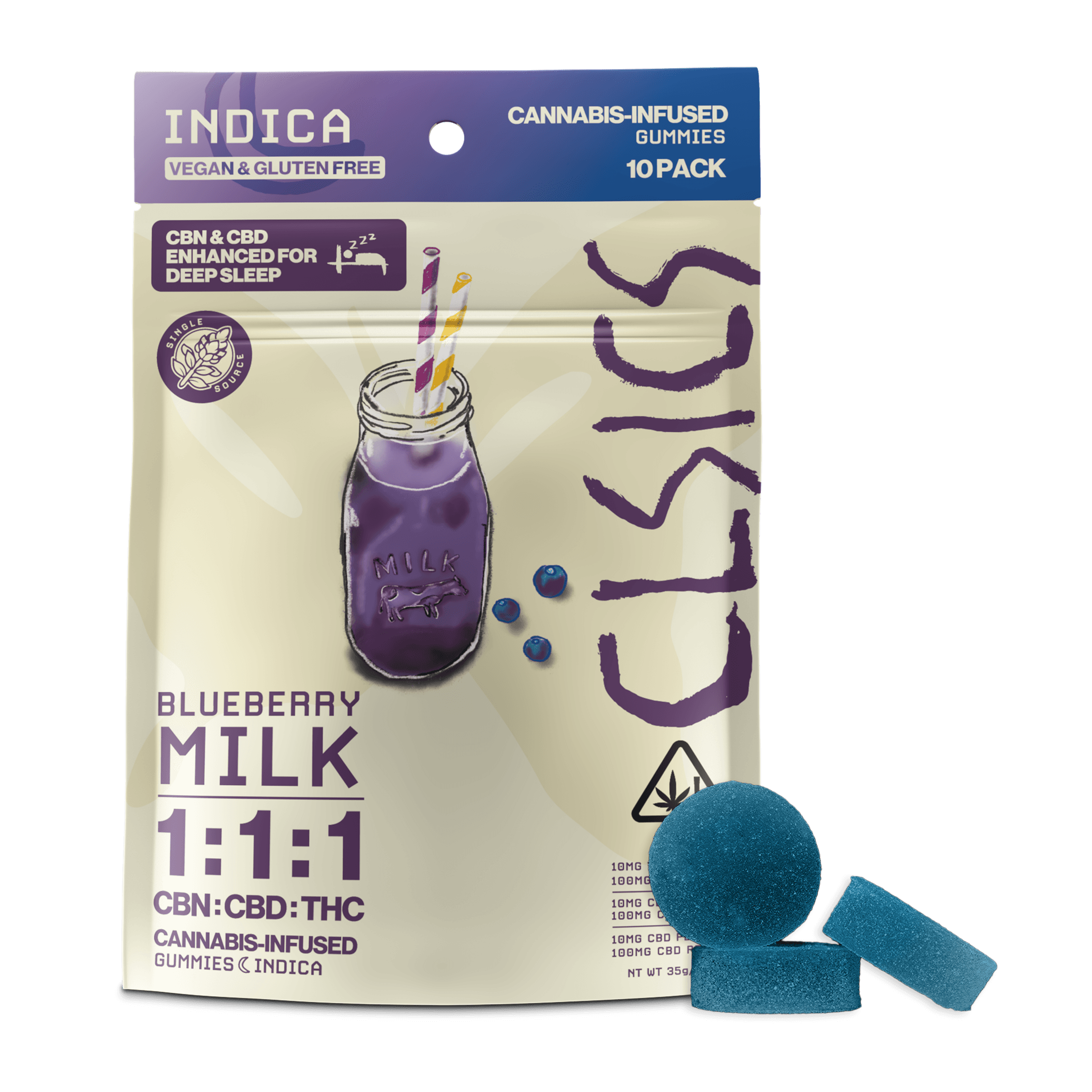 Blueberry Milk - CBN Sleep [10pk] (100mg CBN/100mg CBD/100mg THC)