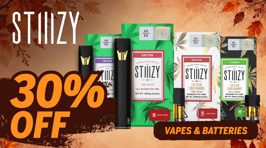Stiiizy 30% off Vapes and Batteries