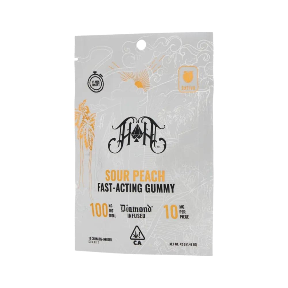 Sour Peach | Sativa - Fast-Acting Gummies - 100mg THC